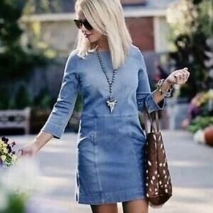 Adriano Goldschmied Blue Cocoon 3/4 Sleeve Denim Jean Shift Dress XS